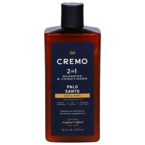 Cremo Shampoo & Conditioner, 2 in 1, Palo Santo - 16 Fluid Ounce
