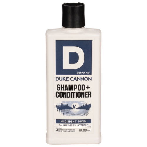 Duke Cannon Supply Co. Shampoo + Conditioner, Midnight Swim/Sandalwood + Lavender - 14 Fluid Ounce