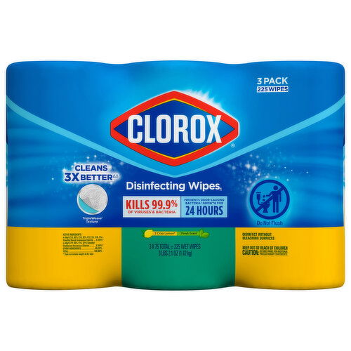 Clorox Disinfecting Wipes, Crisp Lemon/Fresh Scent, 3 Pack