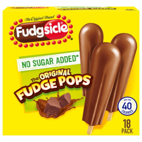 Fudgsicle Frozen Dairy Dessert Pops, No Sugar Added, The Original Fudge Pops, 18 Pack