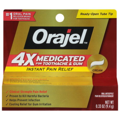 Orajel Toothache & Gum, Instant Pain Relief, Cream