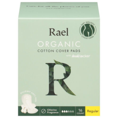 Rael Cotton Cover Pads, Organic, Regular