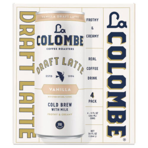La Colombe Cold Brew, with Milk, Draft Latte, Vanilla, 4 Pack - 4 Each