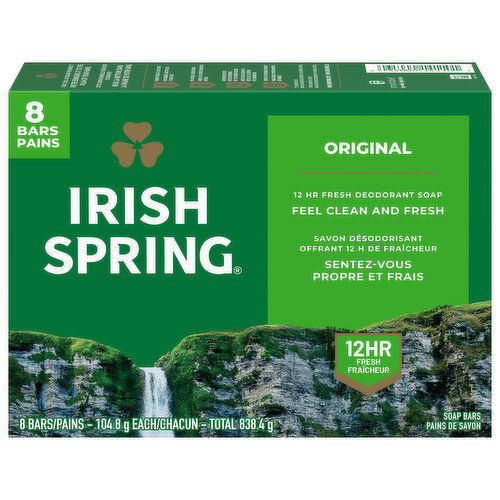Irish Spring Deodorant Bar Soap for Men - 8 Each