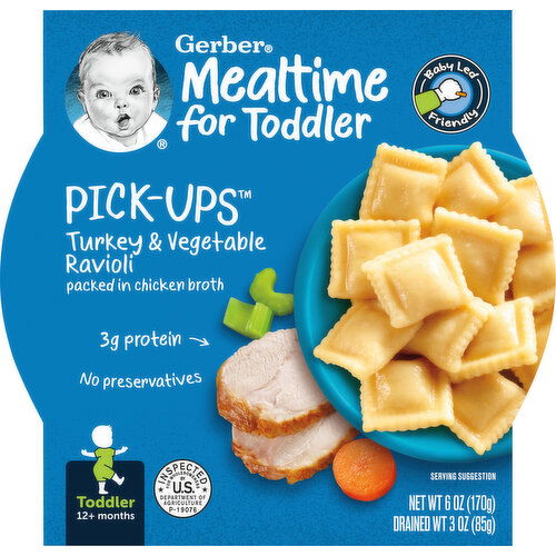 Gerber Ravioli, Turkey & Vegetable, 12+ Months, Toddler, Pick-Ups