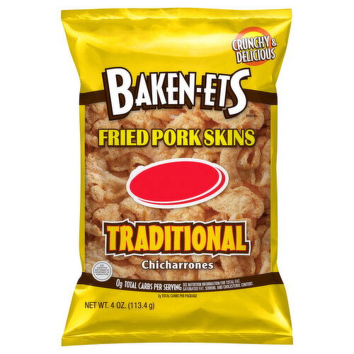 Baken-Ets Fried Pork Skins, Traditional, Chicharrones