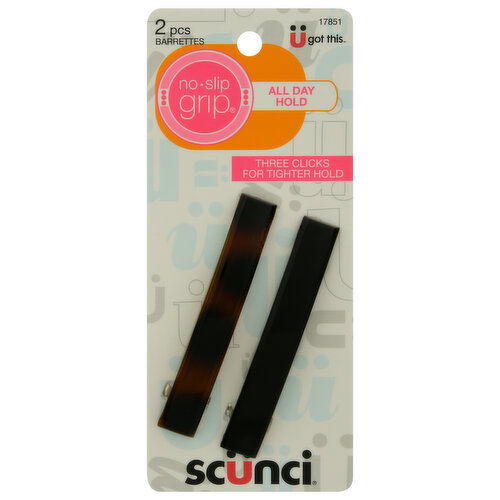 Scunci Barrettes, No Slip Grip