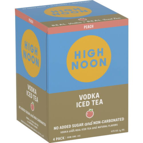 High Noon Peach Vodka Iced Tea 4 Pack - 355 Milliliter