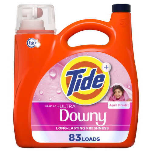 Tide Plus Boost of Ultra Downy Liquid Laundry Detergent, April Fresh Scent, 83 Loads - 117 Fluid Ounce