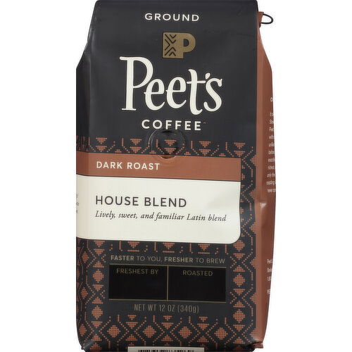 Peets Coffee Coffee, Ground, Dark Roast, House Blend