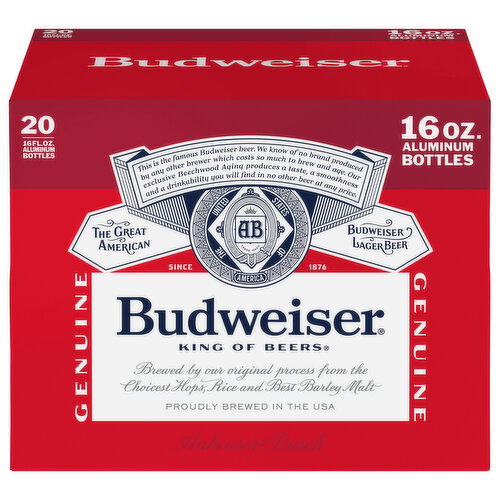 Budweiser Beer, Lager - 20 Each