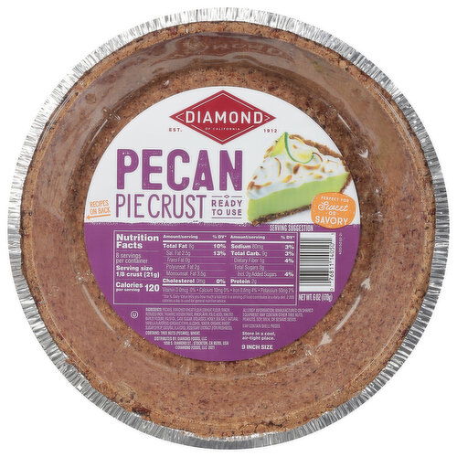 Diamond Pie Crust, Pecan, 9 Inch Size