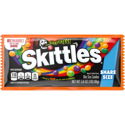 Skittles Bite Size Candies, Shriekers, Share Size