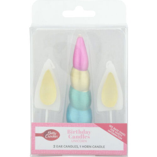 Betty Crocker Birthday Candles, Unicorn - 3 Each