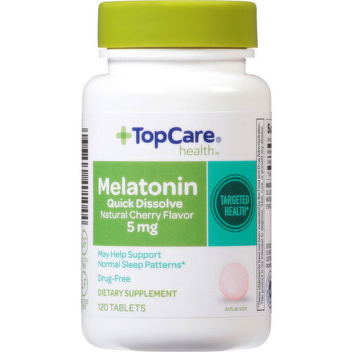 TopCare Melatonin, Natural Cherry Flavor, Quick Dissolve, 5 mg, Tablets