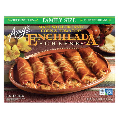 Amy's Frozen Cheese Enchiladas, Family Size, Non-GMO, Gluten free, 27 oz.