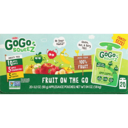 GoGo Squeez Applesauce, Fruit on the Go, Variety Pack, Family Size