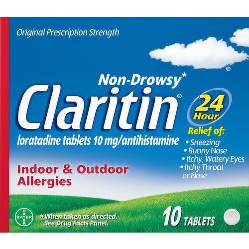 Claritin Indoor & Outdoor Allergies, Non-Drowsy, 10 mg, Tablets