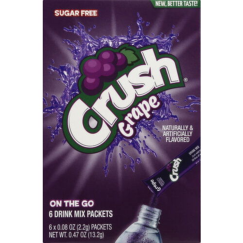 Crush Drink Mix Packets, Sugar Free, Grape, On The Go