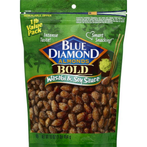 Blue Diamond Almonds, Wasabi & Soy Sauce, 1 lb Value Pack