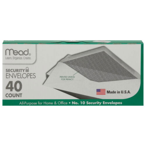 Mead Security Envelopes, No. 10