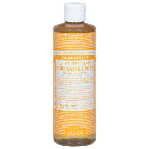 Dr. Bronner's Soap, Pure-Castile, 18-in-1, Hemp, Citrus