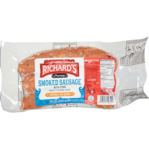 Richard's Sausage, Smoked, Cheese & Jalapeno, Premium