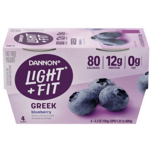 Dannon Yogurt, Fat Free, Greek, Blueberry