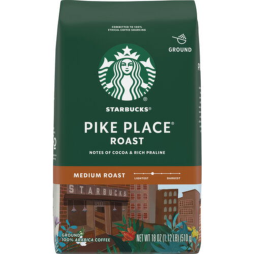 Starbucks Coffee, Ground, Medium Roast, Pike Place Roast