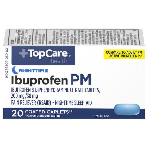 TopCare Coated Caplets Nighttime 200 mg Ibuprofen PM - 20 Each