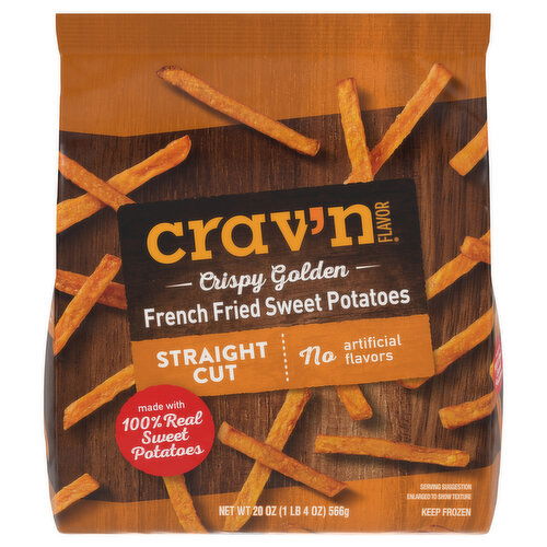 Crav'n Flavor French Fried Sweet Potatoes, Straight Cut, Golden, Crispy