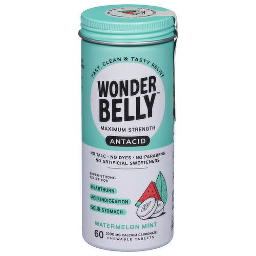 Wonderbelly Antacid, Watermelon Mint, Maximum Strength, Tablets