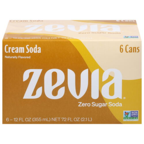 Zevia Soda, Zero Sugar, Cream Soda