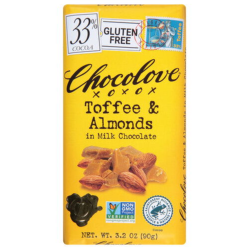 Chocolove Toffee & Almonds, in Milk Chocolate