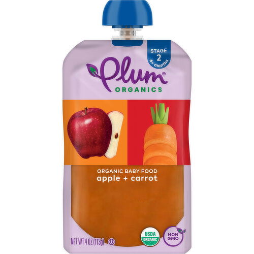 Plum Organics® Stage 2 Organic Baby Food Apple + Carrot 4oz Pouch