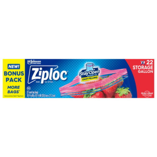 Ziploc Seal Top Bags, Storage, Gallon, Bonus Pack