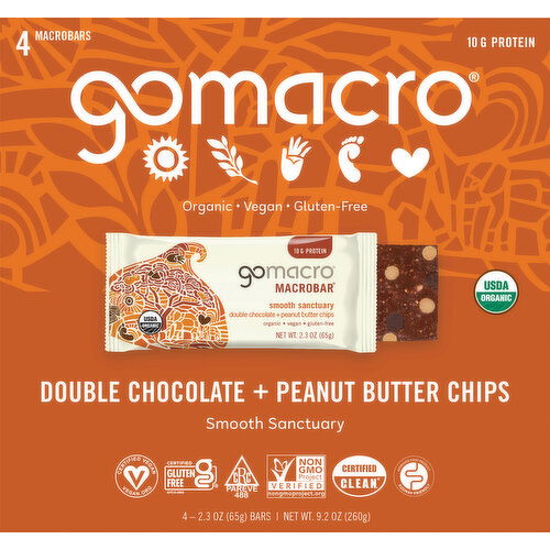 GoMacro MacroBar, Double Chocolate + Peanut Butter Chips