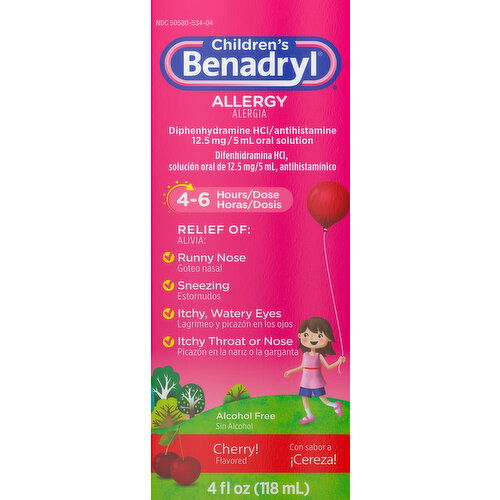 Children's Benadryl Allergy, Cherry Flavored