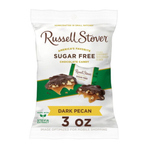 Russell Stover Sugar Free Pecan Delight Dark Chocolate Candy, 3 oz. bag (≈ 5 pieces)