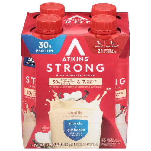 Atkins Protein Shake, High, Vanilla, Strong