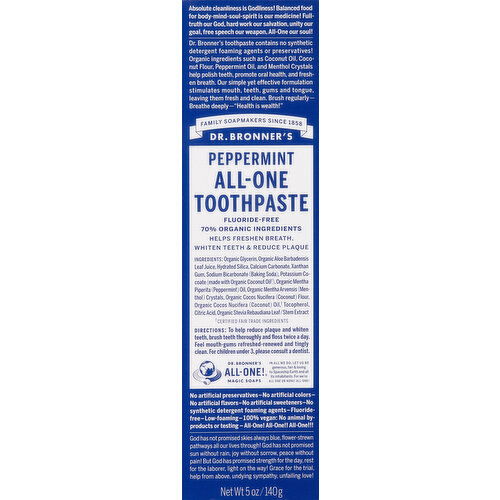 Dr. Bronner's Toothpaste, All-One, Peppermint