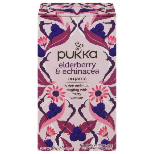 Pukka Herbal Tea, Organic, Elderberry & Echinacea, Sachets