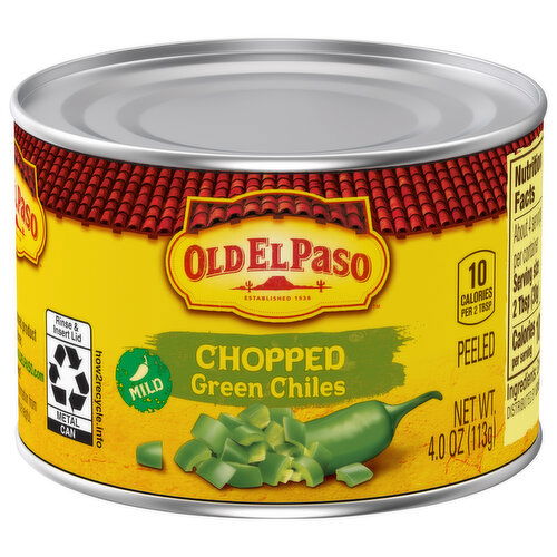 Old El Paso Green Chiles, Chopped, Peeled, Mild - 4 Ounce