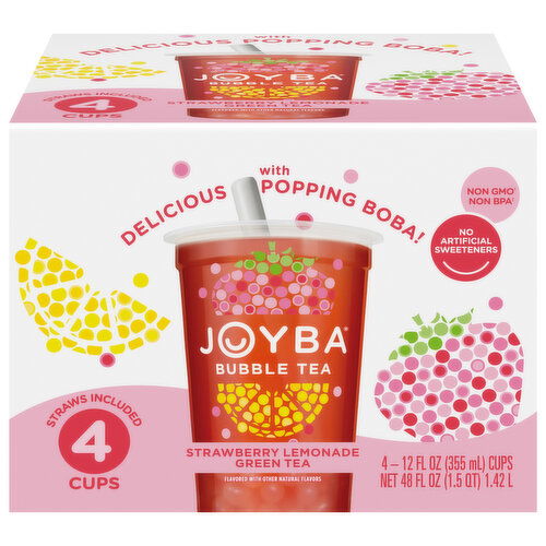 Joyba Strawberry Lemonade Green Tea Bubble Tea - 4 Each