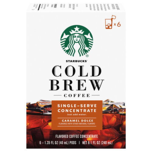 Starbucks Cold Brew Caramel Dolce Single-Serve Medium Roast Coffee Concentrate Pods