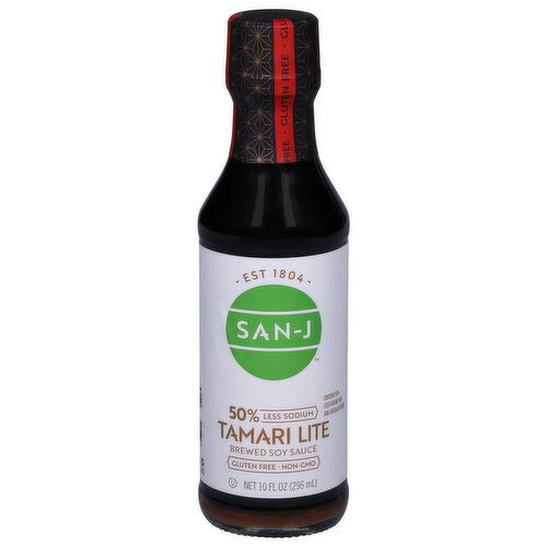 San-J Brewed Soy Sauce, Tamari Lite, 50% Less Sodium