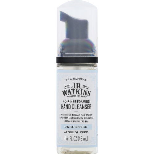 JR Watkins Hand Cleanser, No-Rinse Foaming, Unscented