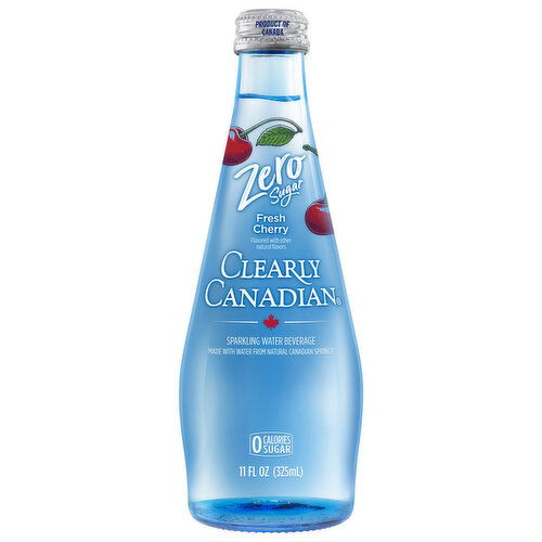 Clearly Canadian Sparkling Water Beverage, Zero Sugar, Fresh Cherry