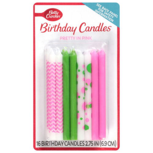 Betty Crocker Pretty in Pink Birthday Candles - 16 Each