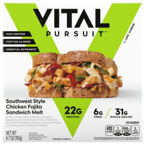 Vital Pursuit Sandwich Melt, Chicken Fajita, Southwest Style